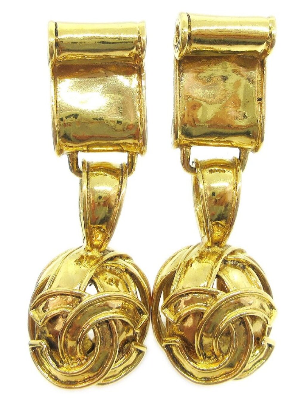 Chanel Dangle Earrings Clip-On Gold 94P 80475